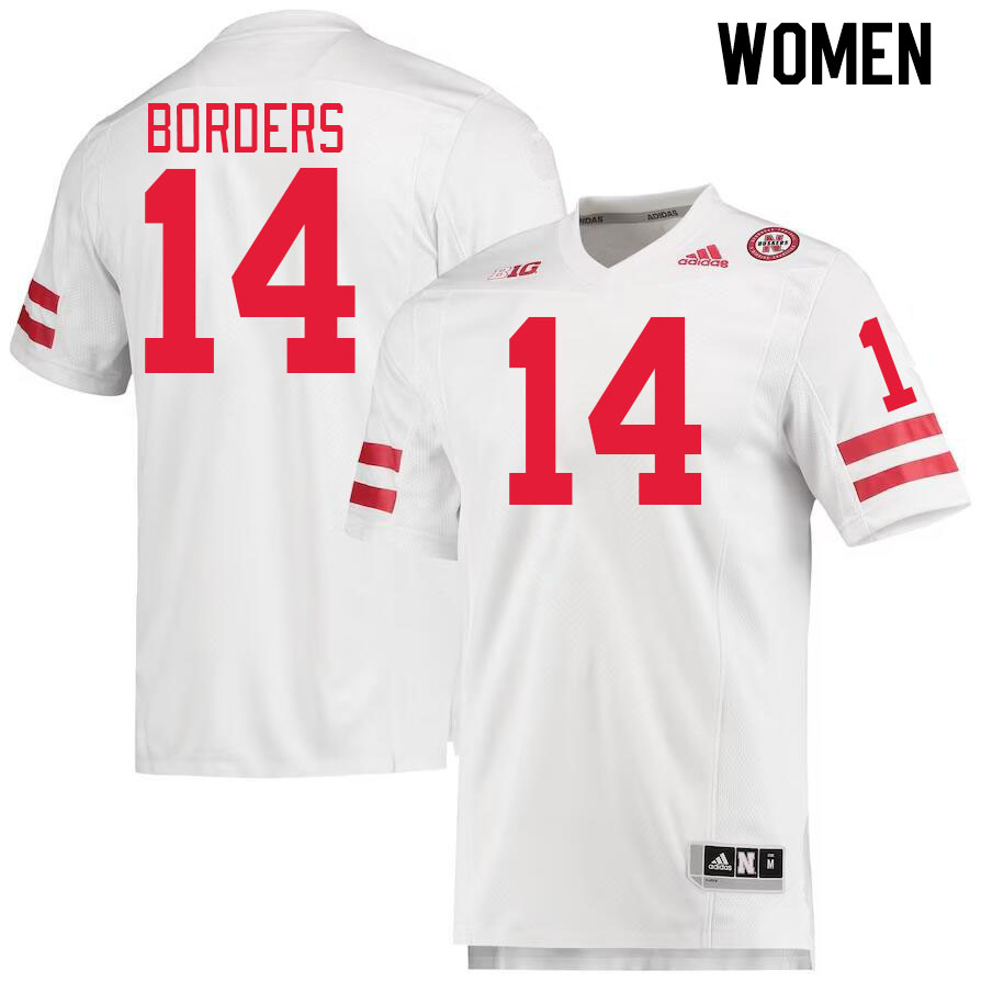 Women #14 Chief Borders Nebraska Cornhuskers College Football Jerseys Stitched Sale-White